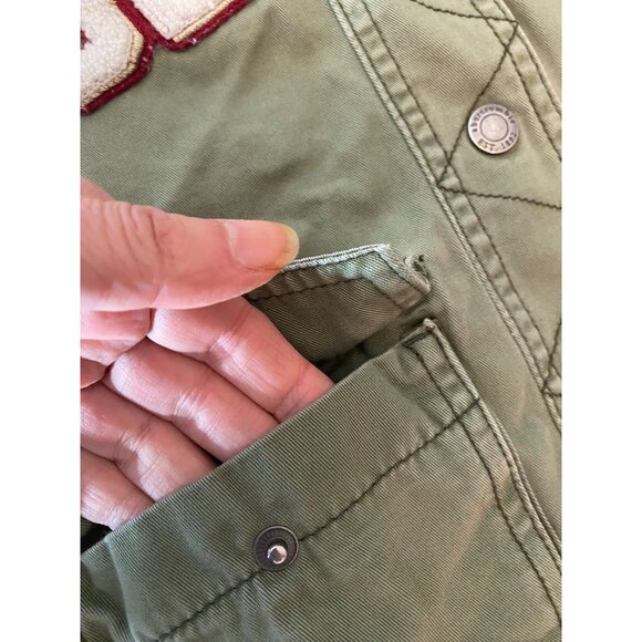 Abercrombie Kids Hooded Jacket With Patches Army Green Size 9/10 - Picture 6 of 11
